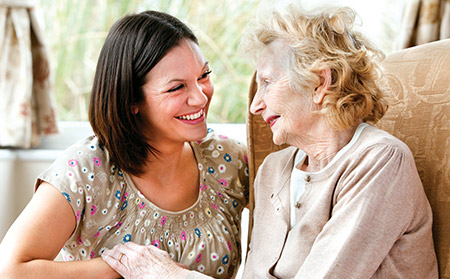 elderly and daughter